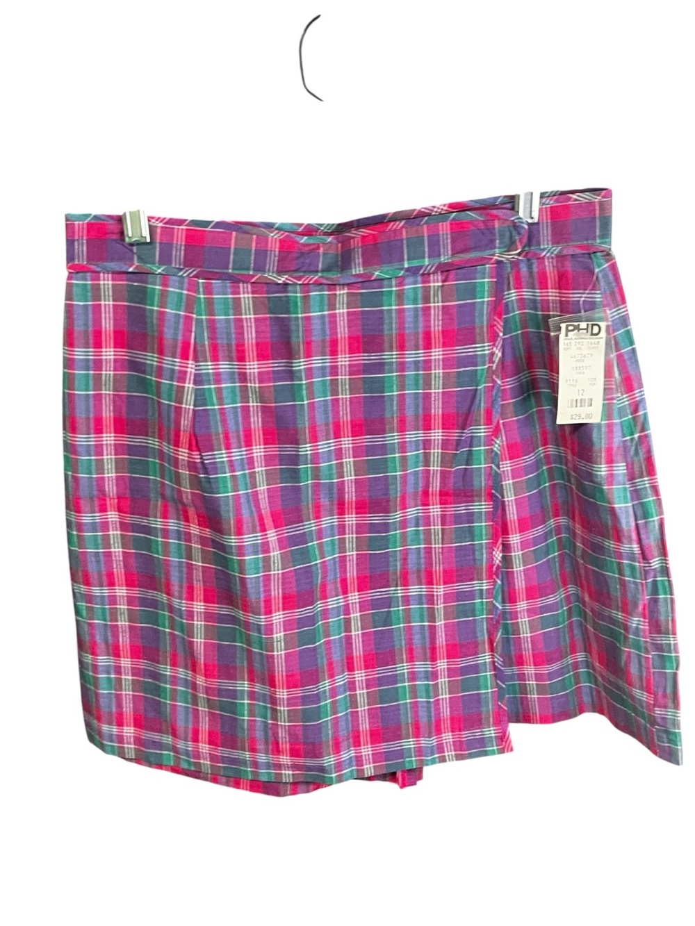 Vtg NWT Pink & Purple Plaid Cotton Skort